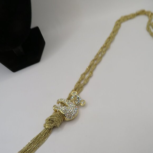 Gold Tone Tassel Rhinestone Koala Bear Necklace - Picture 6 of 14